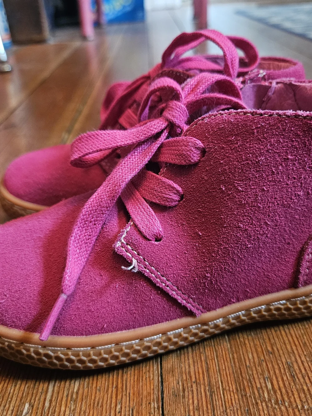 Livie & Luca Magenta Suede Lace-Up Kids Boots